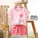Kids Blue Dinosaur Print T-Shirt Shorts Set - Image 2
