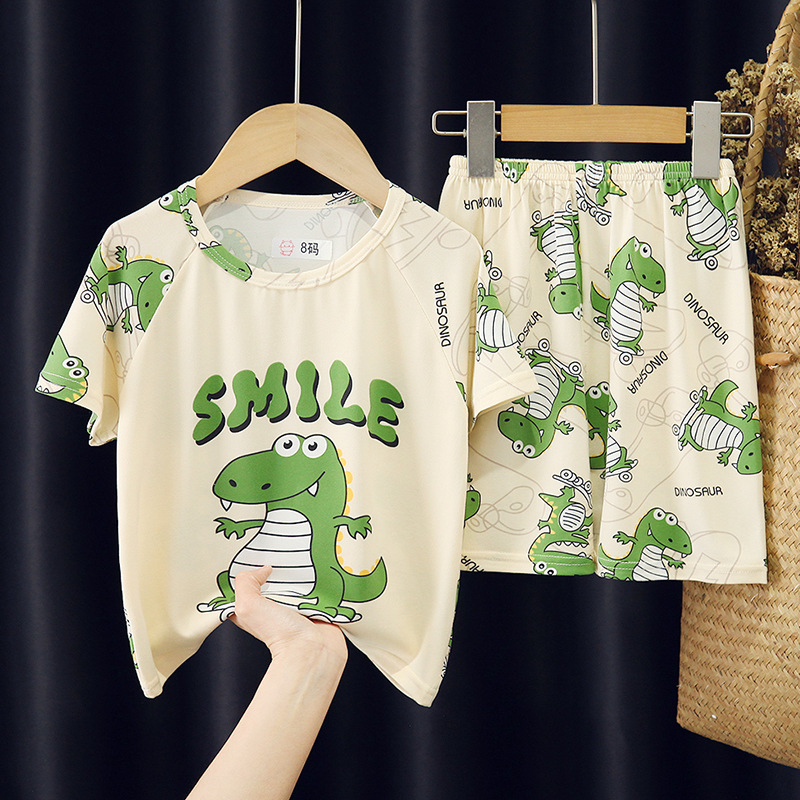 BF-0860.jpg Kids Dinosaur Print Pajama Set - Image 1