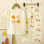 Kids Yellow Bear Print Pajama Set