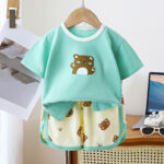 Kids Cartoon Animal Print Short Pajama Set - Image 4