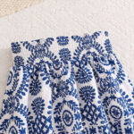 Blue and White Floral Two Piece Skirt Set - Image 3