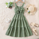 Green Sleeveless Tiered Sundress - Image 2