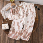 Women's Leaf Print Halter Top Pants Set