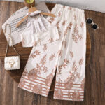 Women's Leaf Print Halter Top Pants Set - Image 2