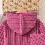 Pink Ribbed Knit Dress and Hoodie Set - Image 3