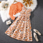 Girls Floral Sleeveless Dress and Pink Cardigan Set - Image 3