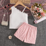Girls Floral One Shoulder Top and Skirt Set - Image 2