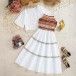 Girls Boho White Sundress and Cardigan Set