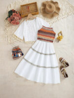 Girls Boho White Sundress and Cardigan Set