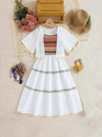 Girls Boho White Sundress and Cardigan Set - Image 2