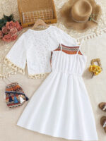 Girls Boho White Sundress and Cardigan Set - Image 3