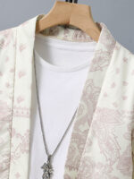 Men's Paisley Kimono Shorts Set Beige - Image 3