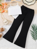 Black Flare Pants and White Bandana Crop Set - Image 2