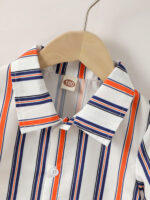 Kids Striped Shirt and Mustard Shorts Set - Image 3