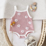 Baby Ribbed Floral Sleeveless Romper - Image 2