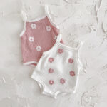 Baby Ribbed Floral Sleeveless Romper - Image 3