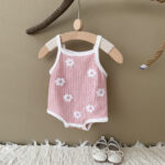Baby Ribbed Floral Sleeveless Romper - Image 5
