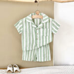 Kids Striped Shirt and Shorts Set - Image 3