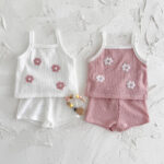 Baby Girls White Floral Tank Top Set - Image 2