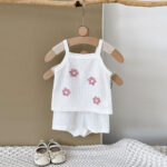 Baby Girls White Floral Tank Top Set