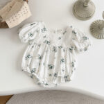 White Floral Baby Romper Short Sleeve