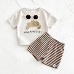 Kids Bon Appétit T-Shirt and Striped Shorts Set