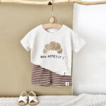 Kids Bon Appétit T-Shirt and Striped Shorts Set - Image 4
