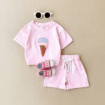 Kids Ice Cream Print Summer Outfit Set - Image 4
