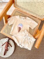 Kids Ice Cream Print Summer Outfit Set - Image 6