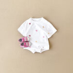 Baby White Floral Short Sleeve Romper - Image 2