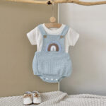 Baby Blue Rainbow Romper and White Tee Set - Image 3