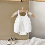 White Cotton Baby Romper Sleeveless Bodysuit