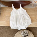 White Cotton Baby Romper Sleeveless Bodysuit - Image 5