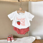 Strawberry Print Baby Outfit Set
