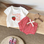 Strawberry Print Baby Outfit Set - Image 5