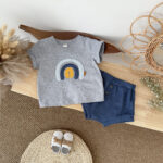 Baby Rainbow T-Shirt and Blue Shorts Set - Image 2