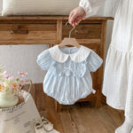 Baby Blue Gingham Ruffle Romper