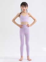 Girls Lavender Sports Bra and Leggings Set - Image 2