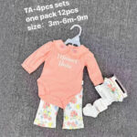 Baby Girl Floral Bodysuit Set Coral