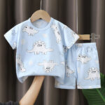 Kids Blue Dinosaur Print Pajama Set