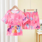 Kids Pink Cartoon Pony Pajama Set