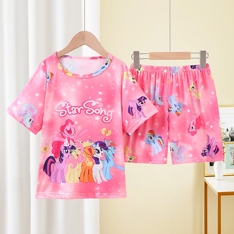 M-2621.jpg Kids Pink Cartoon Pony Pajama Set - Image 1