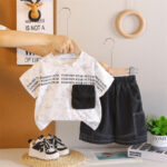 Kids Black and White T-Shirt Shorts Set