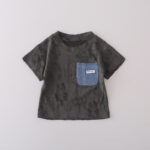 Kids Black T-Shirt and Denim Shorts Set - Image 3