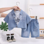 Boys Blue Denim Shirt and Shorts Set