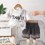 Kids Black and White T-Shirt and Shorts Set