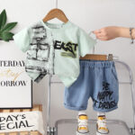 Kids Graphic T-Shirt and Denim Shorts Set
