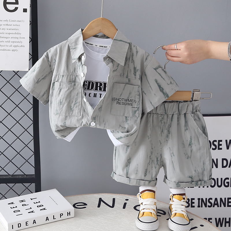 N283-350-1.jpg Toddler Marble Print Shirt and Shorts Set - Image 1