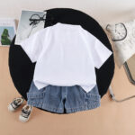 Kids White T-Shirt and Denim Shorts Set - Image 2
