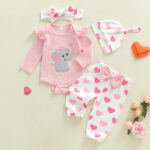 Baby Girl Elephant Heart Outfit Set